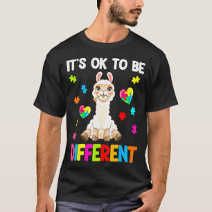 Autismus-Bewusstsein Süße Lama Es Ist Ok Anders Zu T-Shirt