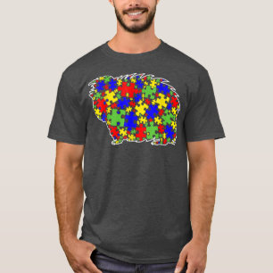 Autismus-Bewusstsein Süßes Meerschweinchen Puzzle- T-Shirt