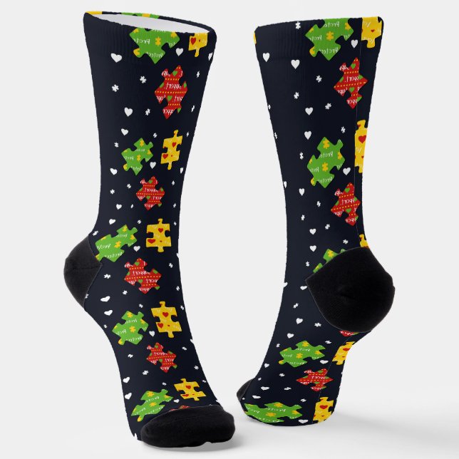 Autismus-Bewusstsein Swag-Muster Socken (Gewinkelt)