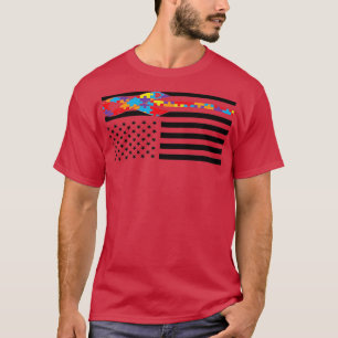 Autismus Bewusstsein Tag Gift Flag Puzzle Stück Fa T-Shirt