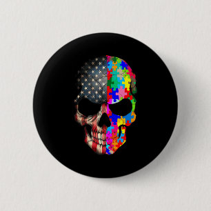 Autismus-Bewusstsein Totenkopf Puzzle-Teile Totenk Button