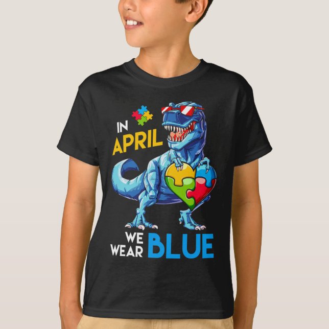 Autismus Bewusstsein Trex Dino Dinosaur Dinosaurus T-Shirt (Vorderseite)
