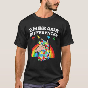 Autismus-Bewusstsein Umarme Unterschiede Lama Jung T-Shirt