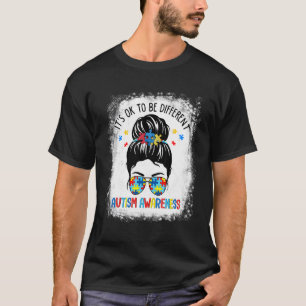 Autismus-Bewusstsein Unordentlicher Dutt Gebleicht T-Shirt