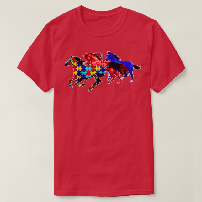Autismus Bewusstsein Unterschiedliche Pferde Autis T-Shirt (Design vorne)