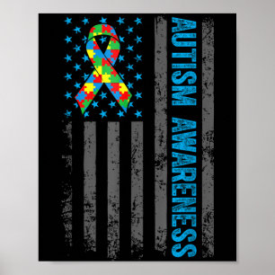 Autismus-Bewusstsein US-amerikanische Flagge Mutte Poster