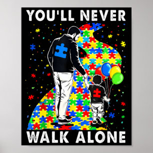 Autismus-Bewusstsein Vater und Sohn Puzzle Straße Poster