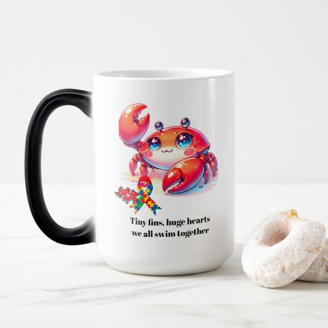 Autismus-Bewusstsein Verwandlungstasse (Mit Donut)