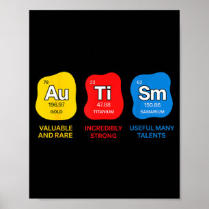 Autismus-Bewusstsein Wissenschaft Periodensystem E Poster
