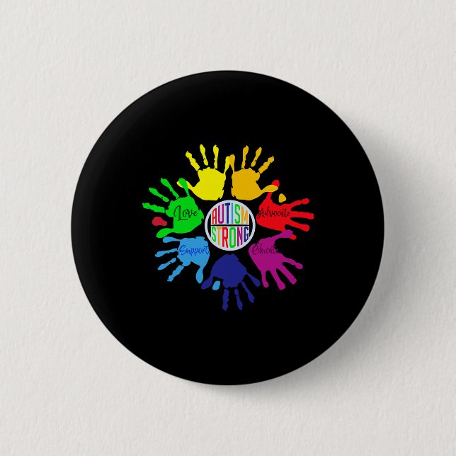 Autismus Bewusstsein Zeichensprache Hand Puzzle Un Button (Vorderseite)