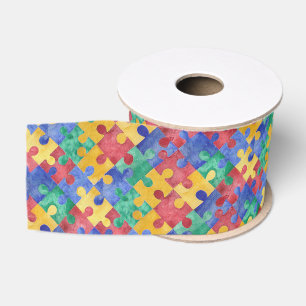 Autismus-Bewusstseins-Aquarell-Puzzlespielband Ripsband