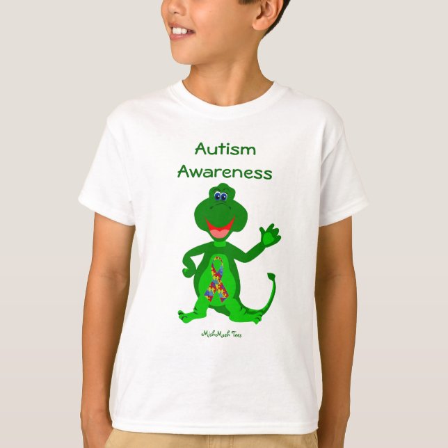 Autismus-Bewusstseins-Dinosaurier T-Shirt (Vorderseite)