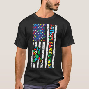 Autismus-Bewusstseins-Flaggenband asd patriotische T-Shirt