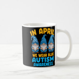 Autismus-Bewusstseins-Gnome im April tragen wir Bl Kaffeetasse