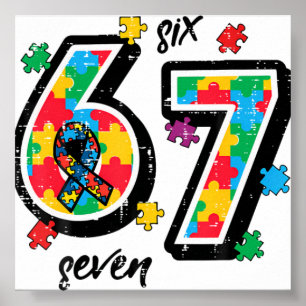 Autismus-Bewusstseins-Puzzle 6 7 Si Poster