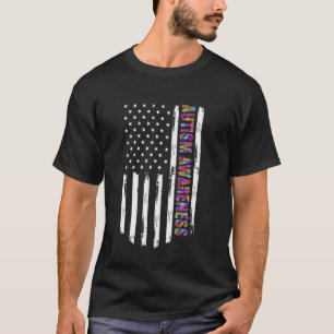 Autismus-Bewusstseins-Puzzle Amerikanische Flagge T-Shirt