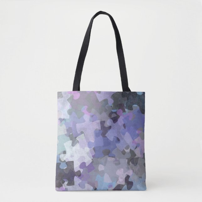 Autismus-Bewusstseins-Puzzlespiel-Collagen-Kunst Tasche (Vorderseite)