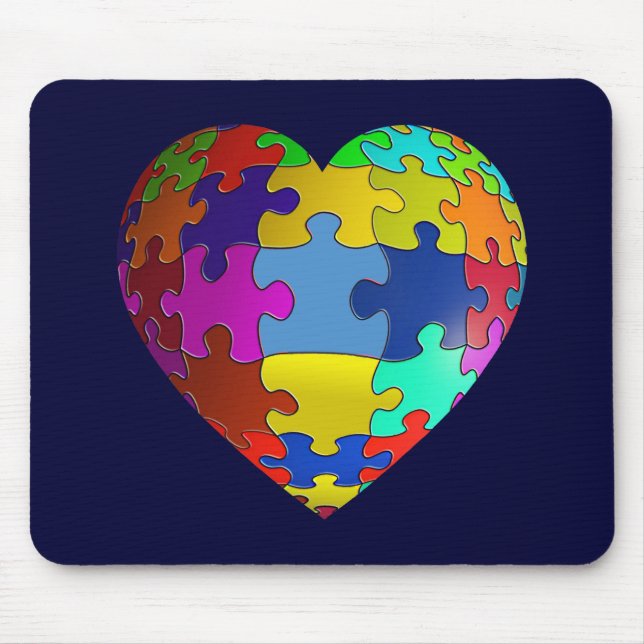 Autismus-Bewusstseins-Puzzlespiel-Herz Mousepad (Vorne)