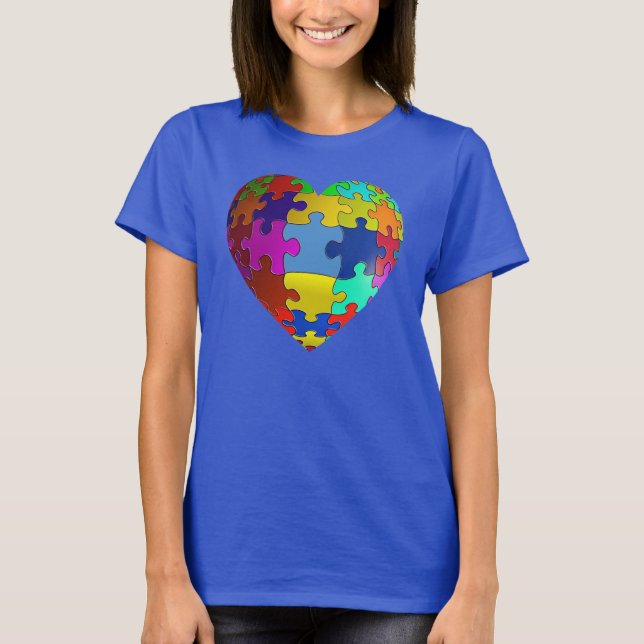 Autismus-Bewusstseins-Puzzlespiel-Herz-T - Shirt (Vorderseite)