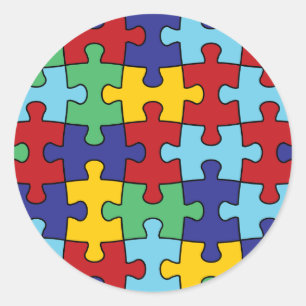 Autismus-Bewusstseins-Puzzlespiel-Muster Runder Aufkleber