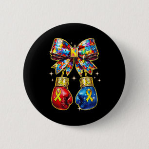 Autismus-Bewusstseins-Puzzleteil Coquette-Schleife Button