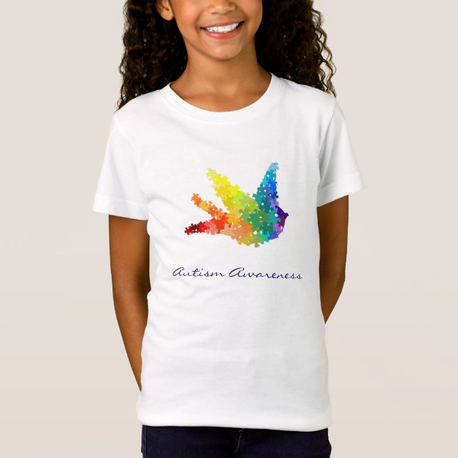 Autismus-Bewusstseins-Regenbogen-Puzzlespiel-Vogel T-Shirt (Vorderseite)