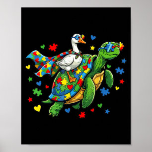 Autismus-Bewusstseins-Schildkröte Ente Gans Puzzle Poster