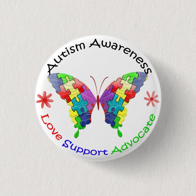 Autismus-Bewusstseins-Schmetterling Button (Vorderseite)