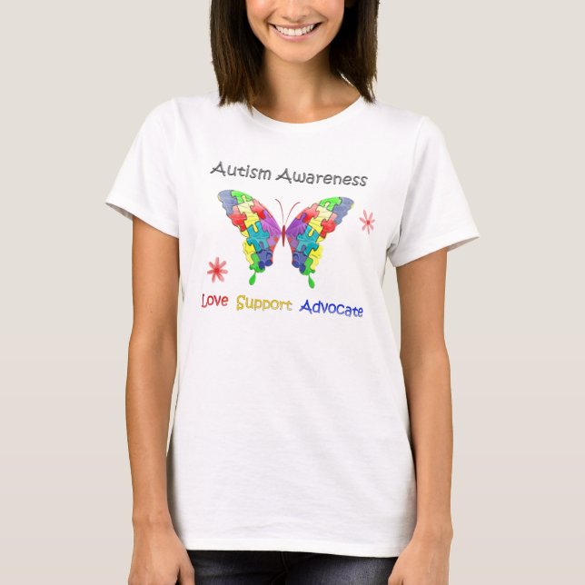 Autismus-Bewusstseins-Schmetterling T-Shirt (Vorderseite)