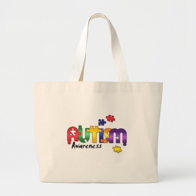 Autismus-Bewusstseins-Taschen-Tasche Jumbo Stoffbeutel (Vorne)