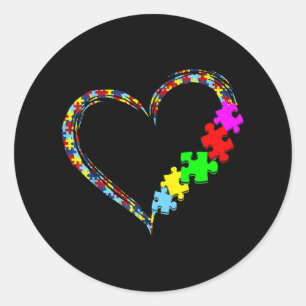 Autismus Bewusstseinsbildung Liebe Herz Puzzle Pie Runder Aufkleber