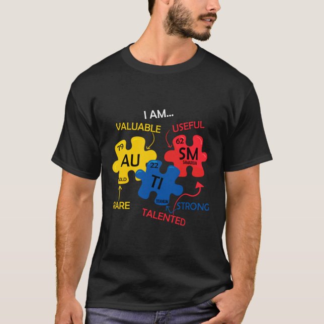 Autismus-Bewusstseinsbildung Periodic Table Elemen T-Shirt (Vorderseite)