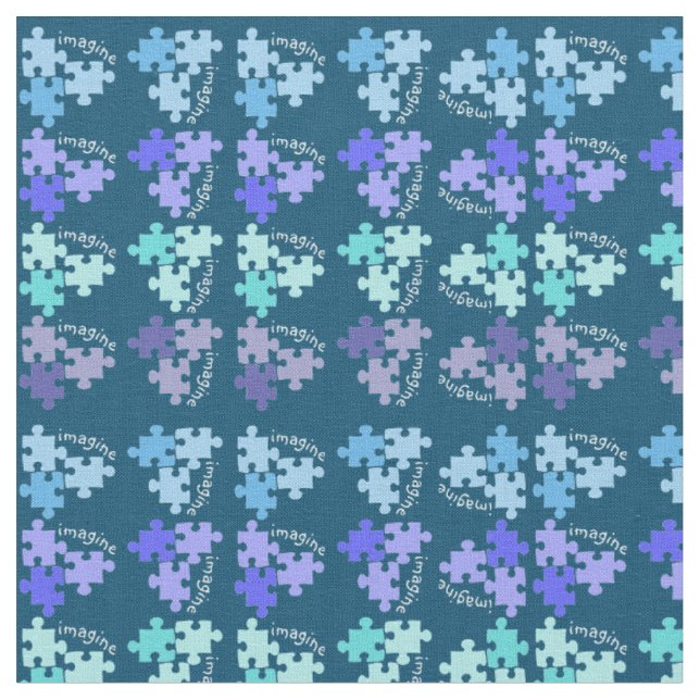 Autismus Bewusstseinsbildung Puzzle Pieces Blue Sh Stoff (Nahaufnahme)