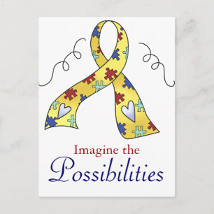 Autismus Bewusstseinsbildung Puzzle Ribbon Design Postkarte