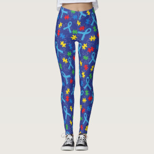Autismus-Bewusstseinsmonats-Schleifen-Puzzle-Muste Leggings