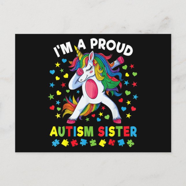 Autismus Bewusstseinsschwäche Einhorn Girl Proud A Postkarte (Vorderseite)