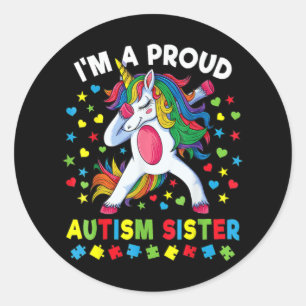Autismus Bewusstseinsschwäche Einhorn Girl Proud A Runder Aufkleber