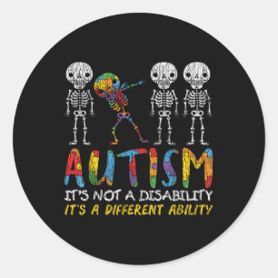 Autismus Brauchbarkeit - Skelett Abbben Autistisch Runder Aufkleber