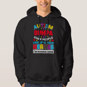 Autismus Bumpa Leute schauen ihre Helden auf, die Hoodie
