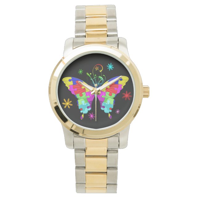 Autismus Butterfly Armbanduhr (Vorderseite)