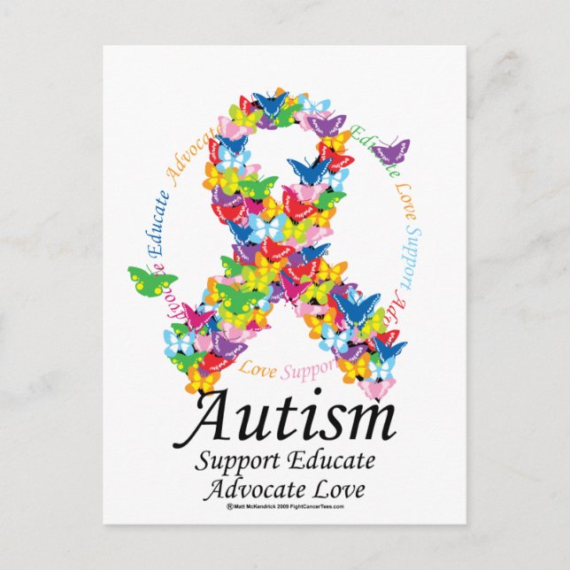 Autismus Butterfly Ribbon Postkarte (Vorderseite)