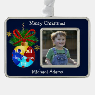 Autismus Christmas Bauble Rahmen-Ornament Silber