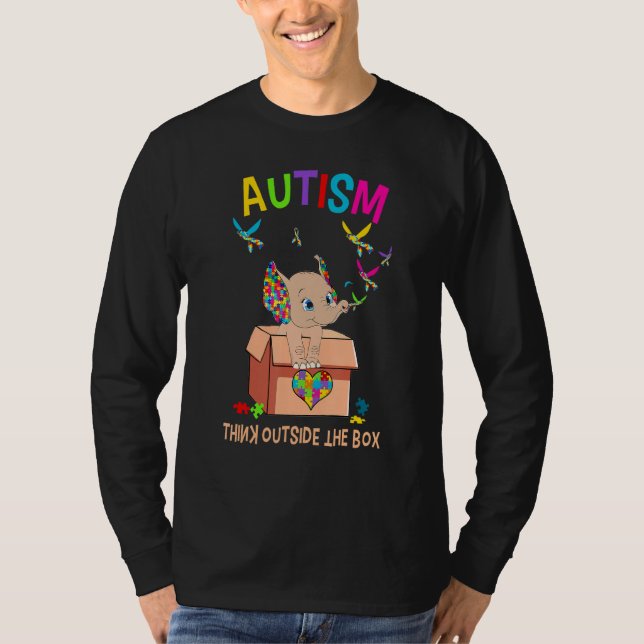 Autismus denken Sie außerhalb der Box Niedlichen E T-Shirt (Vorderseite)