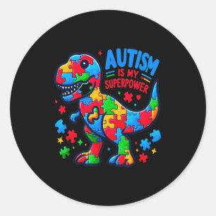 Autismus - Dinosaurier - Puzzle - Bogen - Autismus Runder Aufkleber