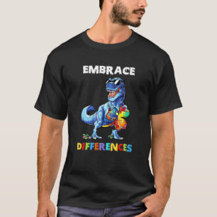 Autismus Dinosaurier Umarme Unterschiede Shamrock T-Shirt