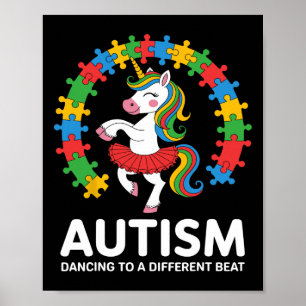 Autismus Einhorn tanzt auf einem anderen Beat Awar Poster