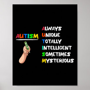 Autismus Einzigartig Total Intelligent Manchmal Ge Poster
