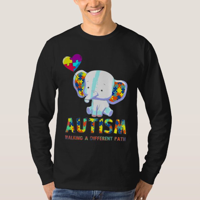 Autismus Elefant, der einen anderen Weg für Kinder T-Shirt (Vorderseite)