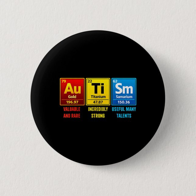 Autismus-Elemente Periodensystem Bewusstsein ASD M Button (Vorderseite)