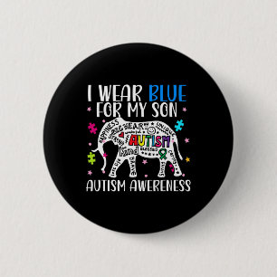 Autismus Elephant ich Blues für meinen Sohn Autism Button